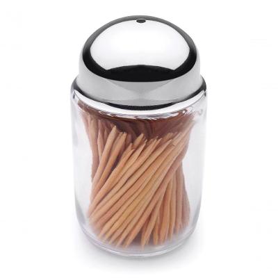 Paliteiro De Mesa Vidro Tampa Inox Porta Palito De Dente Servir Cozinha Organizador