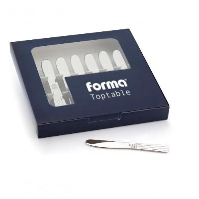 Kit Com 6 Espátulas Aço Inox Patê Cream Toptable Margarina Manteiga Cremes Antepastos Caixa Presente