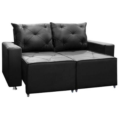 Sofá Retrátil E Reclinável 2 Lugares Bariloche 1.50cm C/ Molas - Veludo Preto