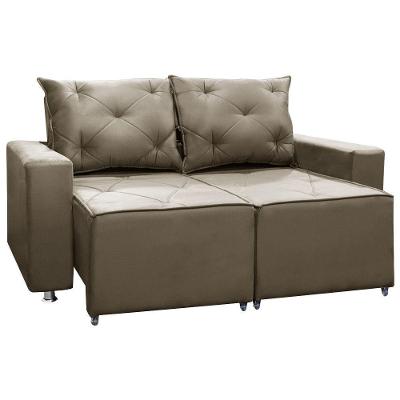 Sofá Retrátil E Reclinável 2 Lugares Bariloche 1.50cm C/ Molas - Veludo Marrom Castor