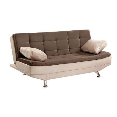 Sofá Cama Valencia 3 Lugares Reclinável Veludo Bege Marfim E Marrom Chocolate - Star Confort Bege Marfim E Marrom Chocolate
