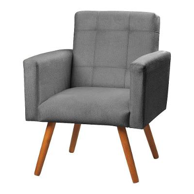 Poltrona Decorativa Sabrina Veludo Star Confort Cinza Chumbo