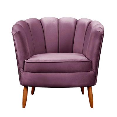 Poltrona Ariel Petala Decorativa Com Pés De Madeira Star Confort Roxo