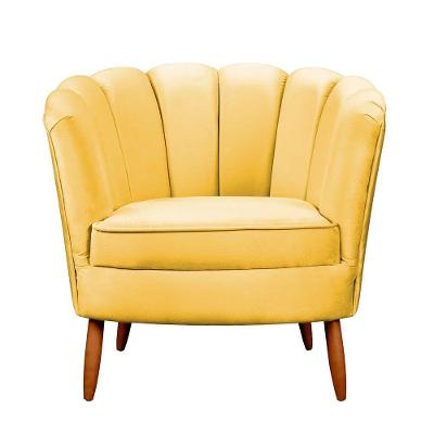 Poltrona Ariel Petala Decorativa Com Pés De Madeira Star Confort Amarelo