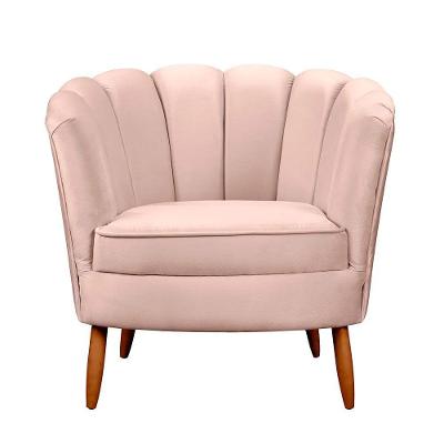Poltrona Ariel Petala Decorativa Com Pés De Madeira Star Confort Rose