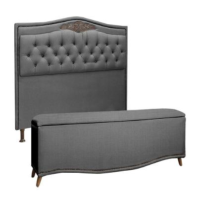 Conjunto Cabeceira E Calçadeira Holanda 1,95 Cm Linho Star Confort Trovão