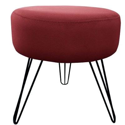 Puff Decorativos Sala Quarto Tunísia Veludo Bordo Base Preta - Star Confort Bordo E Preto