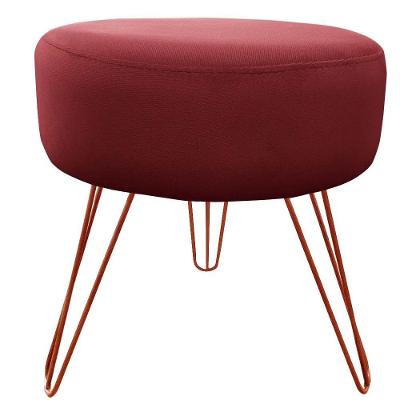 Puff Decorativos Sala Quarto Tunísia Veludo Bordo Base Bronze - Star Confort Bordo E Bronze
