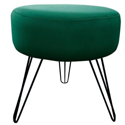 Puff Decorativos Sala Quarto Tunísia Veludo Verde Base Preta - Star Confort Verde E Preto