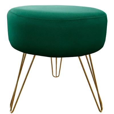 Puff Decorativos Sala Quarto Tunísia Veludo Verde Base Dourado - Star Confort Verde E Dourado