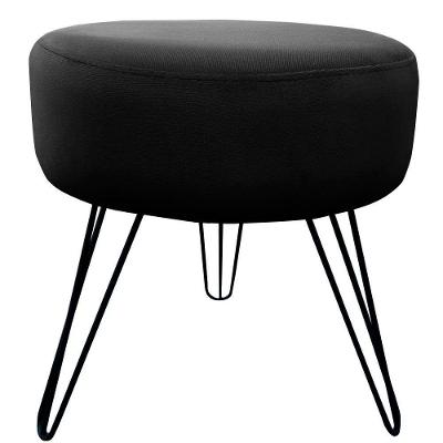 Puff Decorativos Sala Quarto Tunísia Veludo Preto Base Preta - Star Confort Preto
