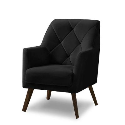 Poltrona Decorativa Retrô Recepção Magali Veludo Preto Lansofbr