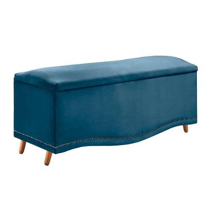 Calçadeira Sapateira Baú Holanda 140cm De Largura Veludo Star Confort Azul