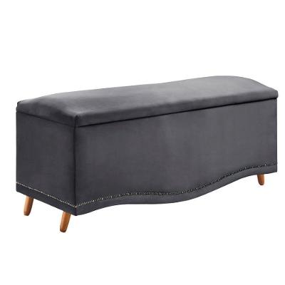 Calçadeira Sapateira Baú Holanda 160cm De Largura Veludo Star Confort Cinza Chumbo
