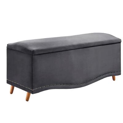 Calçadeira Sapateira Baú Holanda 140cm De Largura Veludo Star Confort Cinza Chumbo