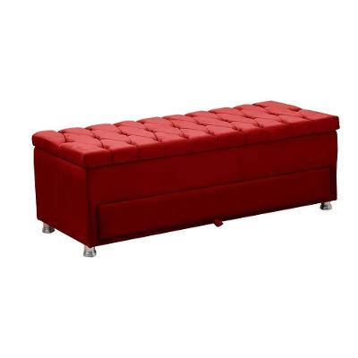 Calçadeira Sapateira Baú Munique Veludo 140cm De Largura Star Confort Vermelho