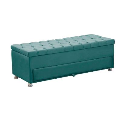 Calçadeira Sapateira Baú Munique Veludo 140cm De Largura Star Confort Ciano