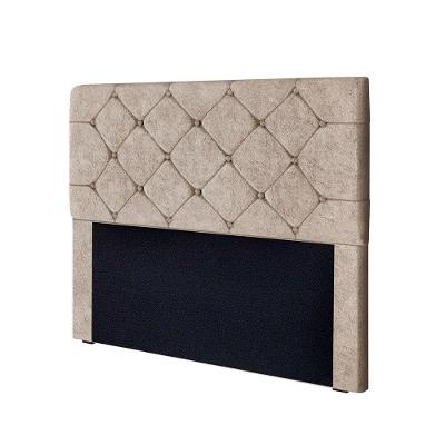 Cabeceira Gabriela King Size Em Madeira De Reflorestamento 195cm Suede Amassado Star Confort Bege