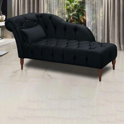 Chaise Longue Divã Montreal Em Madeira De Reflorestamento Veludo 160cm Star Confort Preto