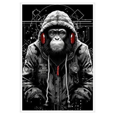 Quadro Decorativo Macaco Estiloso Moldura Cx Alta 40x60 Titulo Moldura Branca