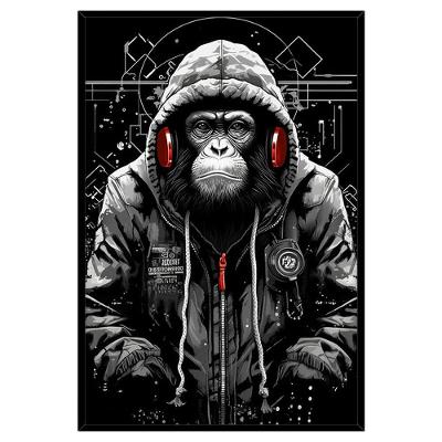 Quadro Decorativo Macaco Estiloso Moldura Cx Alta 40x60 Titulo Moldura Preta