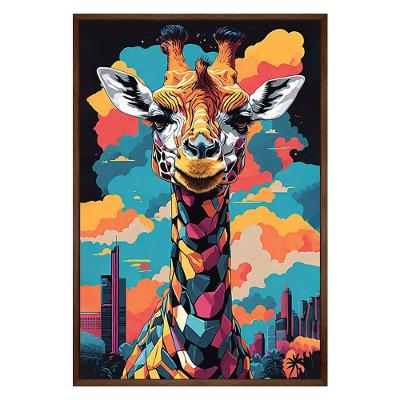 Quadro Decorativo Girafa Cores Moldura Cxalta 100x66 Titulo Moldura Madeira