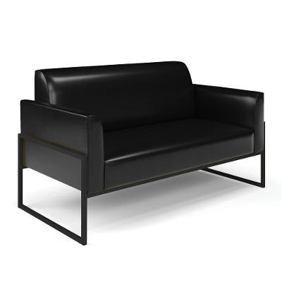 Sofá Namoradeira Base Industrial Alta Preto Marisa Corano D03 - D\'rossi Cor Preto