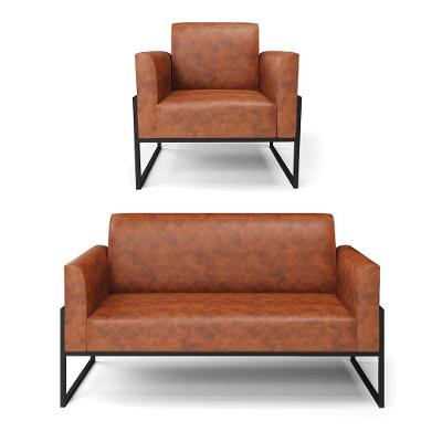 Sofá Namoradeira Com Poltrona Base Industrial Alta Preto Marisa Corano Nozes D03 - D\'rossi