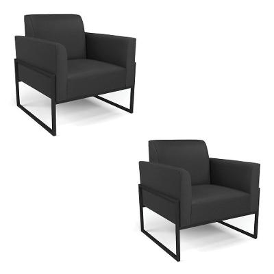 Kit 2 Poltronas Base Industrial Alta Preto Marisa Corino Preto D03 - D\'rossi