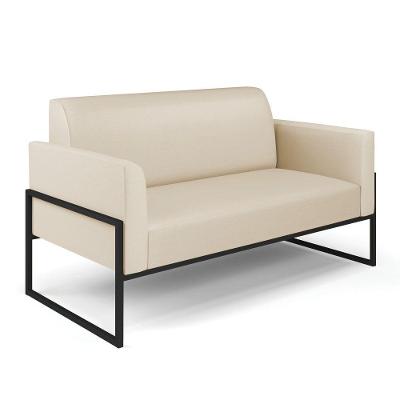 Sofá Namoradeira Base Industrial Alta Preto Marisa Corino Bege D03 - D\'rossi