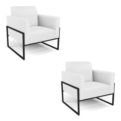 Kit 2 Poltronas Base Industrial Alta Preto Marisa Corino D03 - D\'rossi Cor Branco