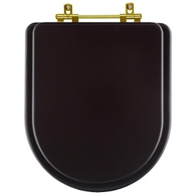 Assento Sanitario Poliester Carrara Marrom Fosco Para Vaso Deca Com Ferragem Dourada