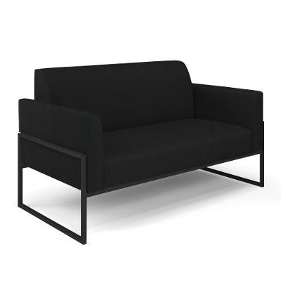 Sofá Namoradeira Base Industrial Alta Preto Marisa Linho Preto A79 D03 - D\'rossi
