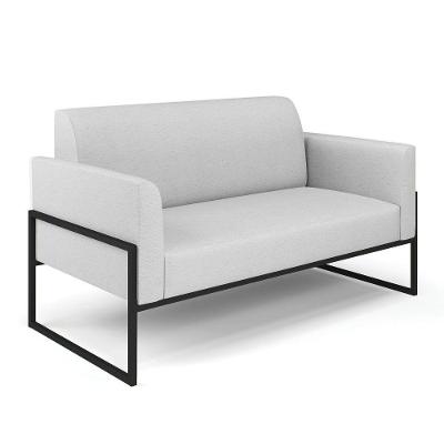Sofá Namoradeira Base Industrial Alta Preto Marisa Linho D03 - D\'rossi Cor A05 Cinza