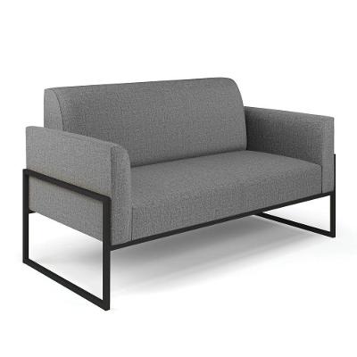 Sofá Namoradeira Base Industrial Alta Preto Marisa Linho D03 - D\'rossi Cor A26 Grafite