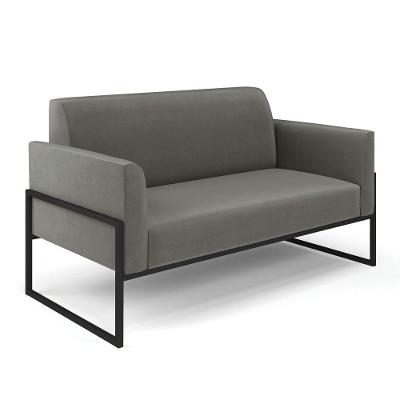 Sofá Namoradeira Base Industrial Alta Preto Marisa Suede D03 - D\'rossi Cor Grafite