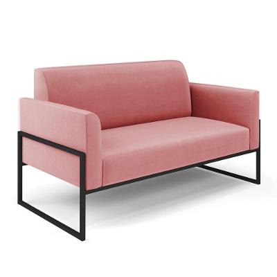 Sofá Namoradeira Base Industrial Alta Preto Marisa Suede D03 - D\'rossi Cor Rose