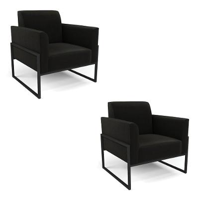 Kit 2 Poltronas Base Industrial Alta Preto Marisa Suede D03 - D\'rossi Cor Preto