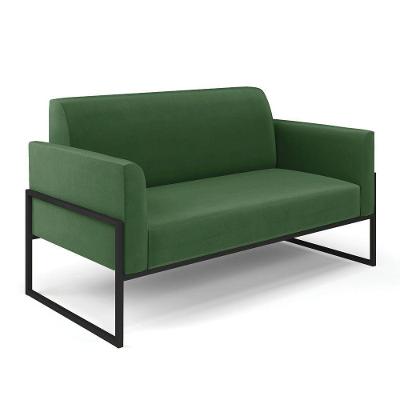 Sofá Namoradeira Base Industrial Alta Preto Marisa Suede D03 - D\'rossi Cor Verde
