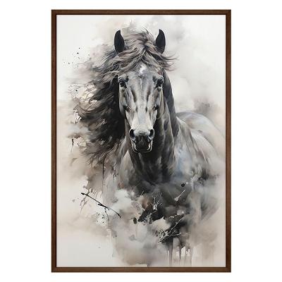 Quadro Decorativo Cavalo Aquarela Moldura Cx Alta 100x66 Título Moldura Madeira