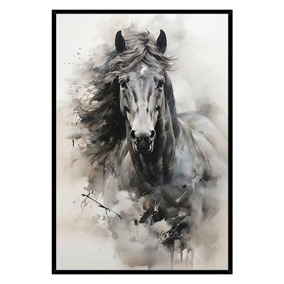Quadro Decorativo Cavalo Aquarela Moldura Cx Alta 40x60 Título Moldura Preta