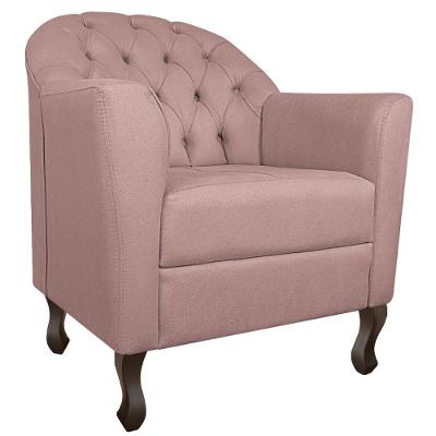 Poltrona Decorativa Julia Linho - Doce Sonho Móveis Cor Rosê