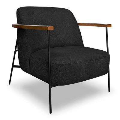 Poltrona Decorativa Celeste Linho Bouclê Base De Ferro Preto - Pallazio Cor Preto