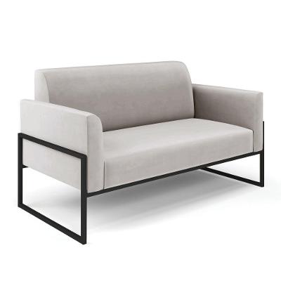 Sofá Namoradeira Base Industrial Alta Preto Marisa Veludo D03 - D\'rossi Cor Cinza