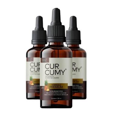 Curcumy - Cúrcuma, Colágeno Tipo Ii E Gengibre - 30ml 3 Mêses - 3 Unidades