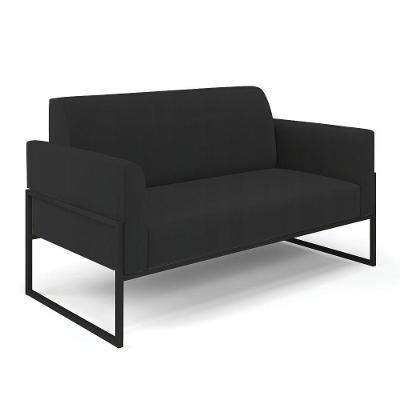 Sofá Namoradeira Base Industrial Alta Preto Marisa Veludo Preto D03 - D\'rossi