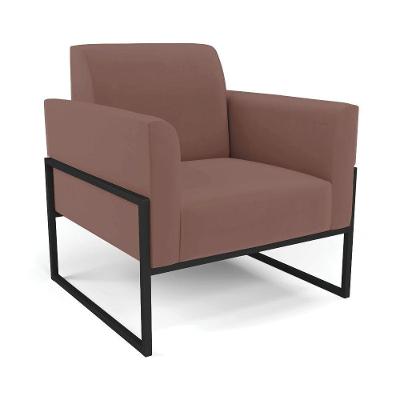 Poltrona Base Industrial Alta Preto Marisa Veludo Rosê D03 - D\'rossi