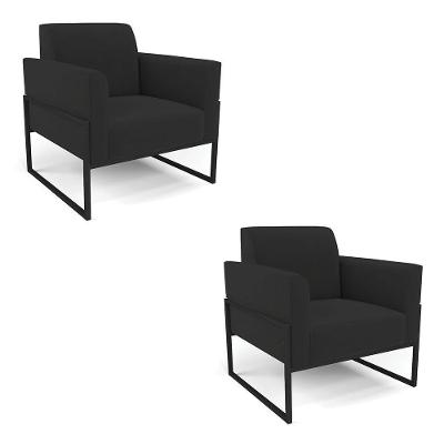 Kit 2 Poltronas Base Industrial Alta Preto Marisa Veludo Preto D03 - D\'rossi
