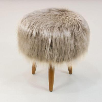 Puff Decorativo Quarto E Sala Pelo Sintético Herrero Cor:bege
