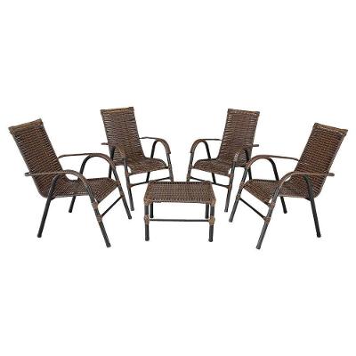 Conjunto De Mesa De Centro E 4 Cadeiras Bela Para área Externa Argila